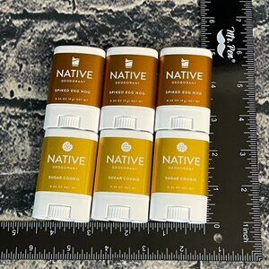 Native Spiked Eggnog & Sugar Cookie Deodorant Holiday Mini .35 oz Lot of 3 each